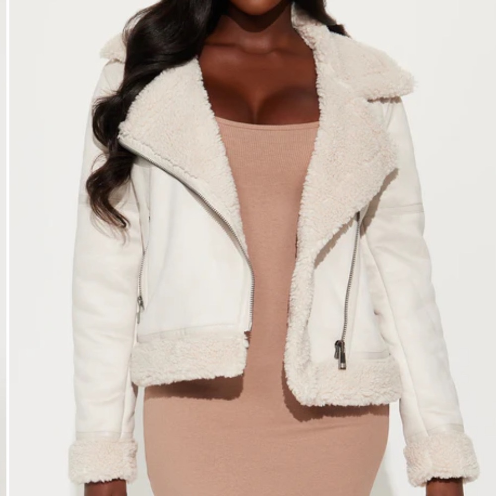 Women Faux Suede Cream Jacket